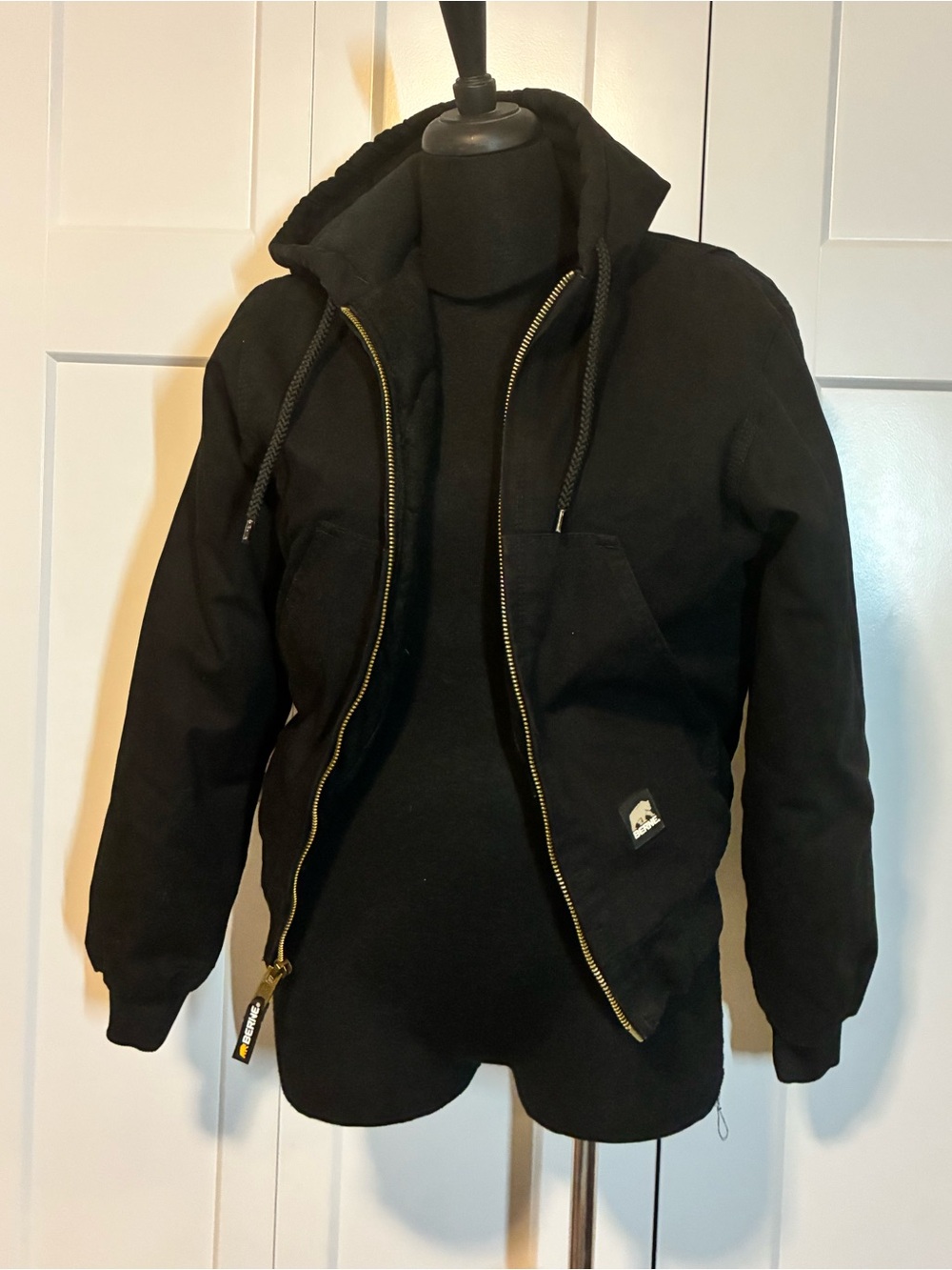 Berne Women’s XS Black Hooded Zip-Up utility Coat Work Wear Chore Jacket
